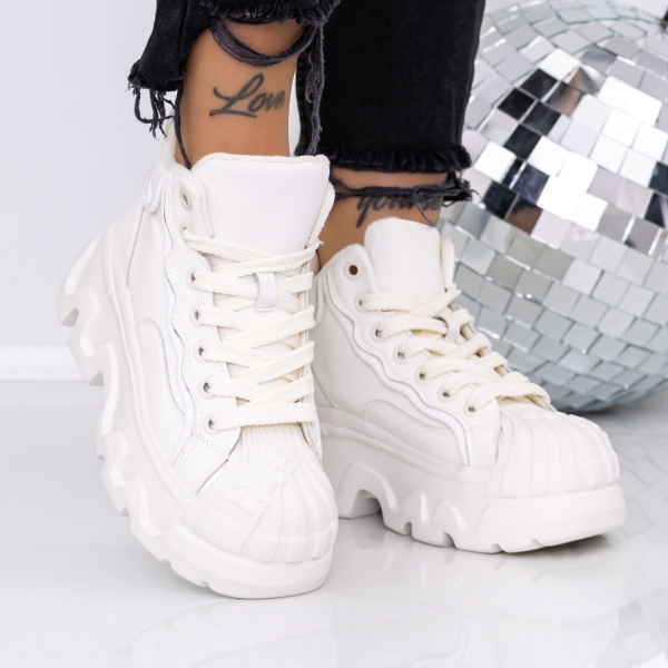 Ghete dama cu platforma bej din piele ecologica Onita, 3 - Kalapod.net