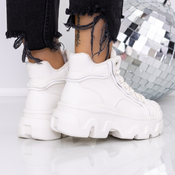 Ghete dama cu platforma bej din piele ecologica Onita, 4 - Kalapod.net