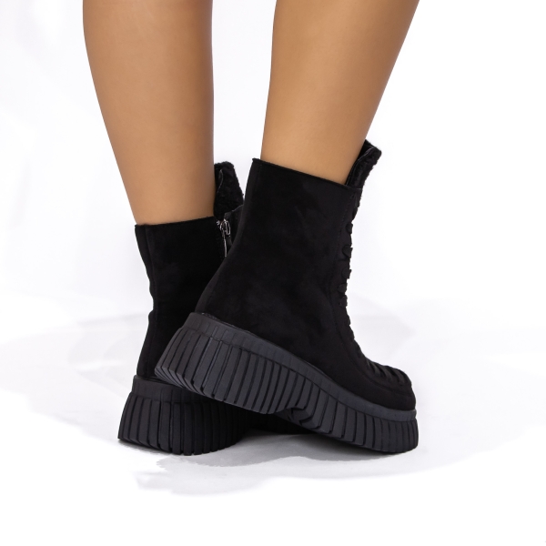 Ghete dama cu platforma negre din material textil Elisha, 4 - Kalapod.net