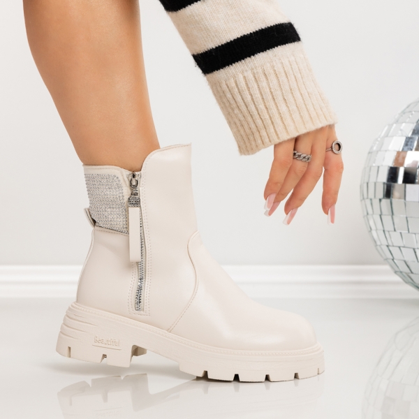 Ghete dama bej din piele ecologica Breanna, 2 - Kalapod.net