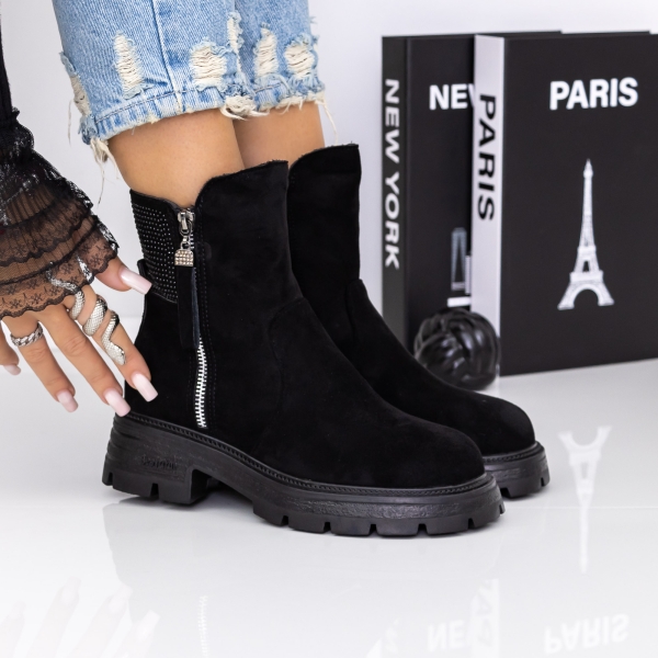 Ghete dama negre din material textil Breanna - Kalapod.net