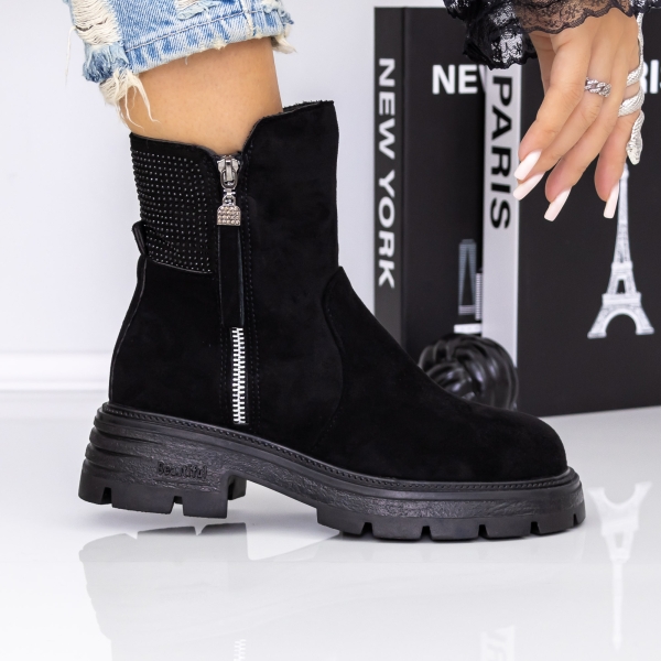 Ghete dama negre din material textil Breanna, 2 - Kalapod.net