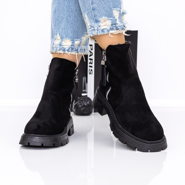 Ghete dama negre din material textil Breanna, 3 - Kalapod.net