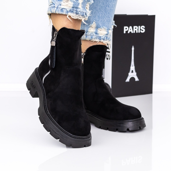 Ghete dama negre din material textil Breanna, 4 - Kalapod.net