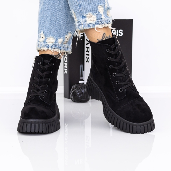 Ghete dama cu platforma negre din material textil Nerida, 3 - Kalapod.net