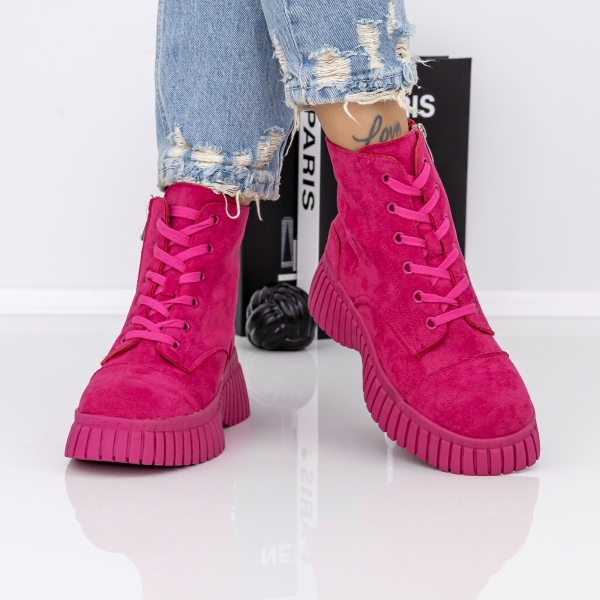 Ghete dama cu platforma fucsia din material textil Nerida, 3 - Kalapod.net