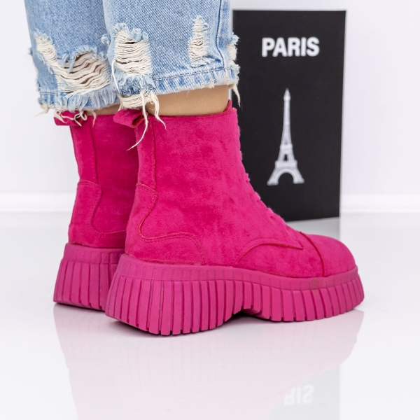 Ghete dama cu platforma fucsia din material textil Nerida, 4 - Kalapod.net