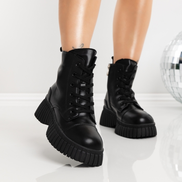 Ghete dama cu platforma negre din piele ecologica Nerida, 4 - Kalapod.net