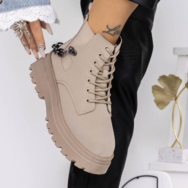 Ghete dama bej din material sintetic Oranla, 4 - Kalapod.net