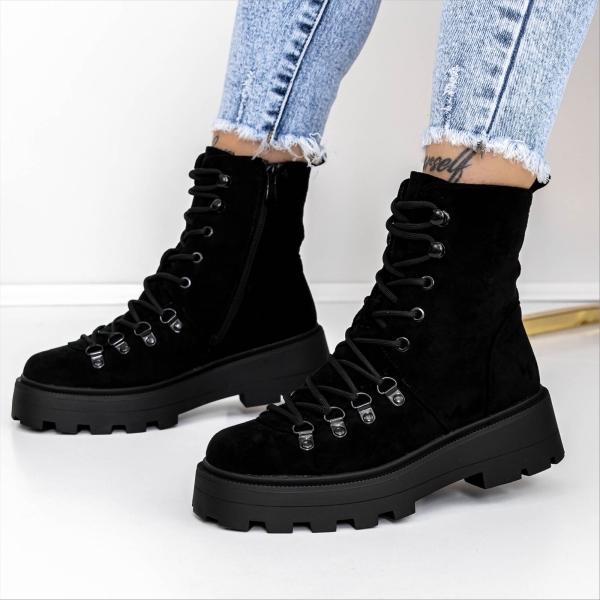 Ghete dama negre din material textil Nevella - Kalapod.net