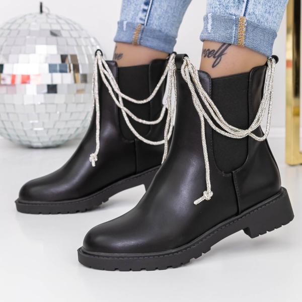 Ghete dama negre din piele ecologica Myada, 2 - Kalapod.net