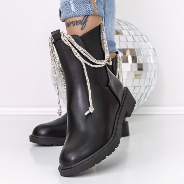 Ghete dama negre din piele ecologica Myada, 4 - Kalapod.net