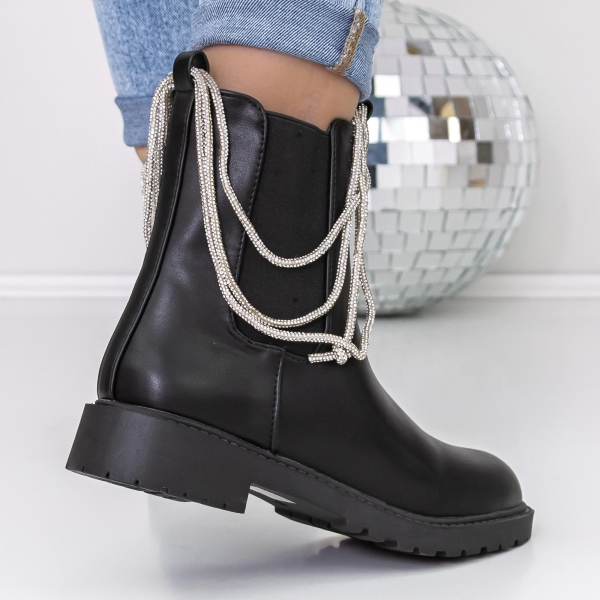 Ghete dama negre din piele ecologica Myada, 5 - Kalapod.net