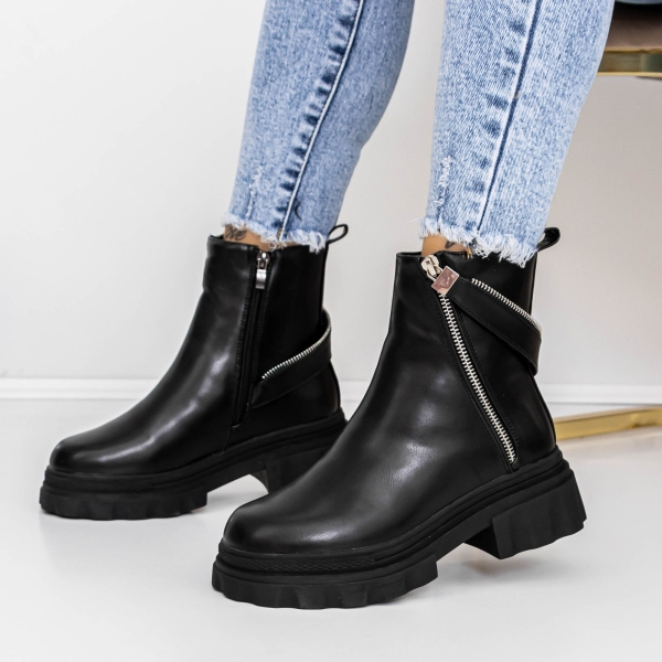 Ghete dama negre din piele ecologica Agara - Kalapod.net