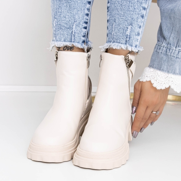 Ghete dama bej din piele ecologica Agara, 2 - Kalapod.net