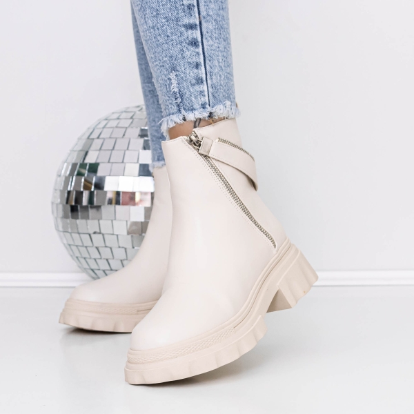 Ghete dama bej din piele ecologica Agara, 3 - Kalapod.net