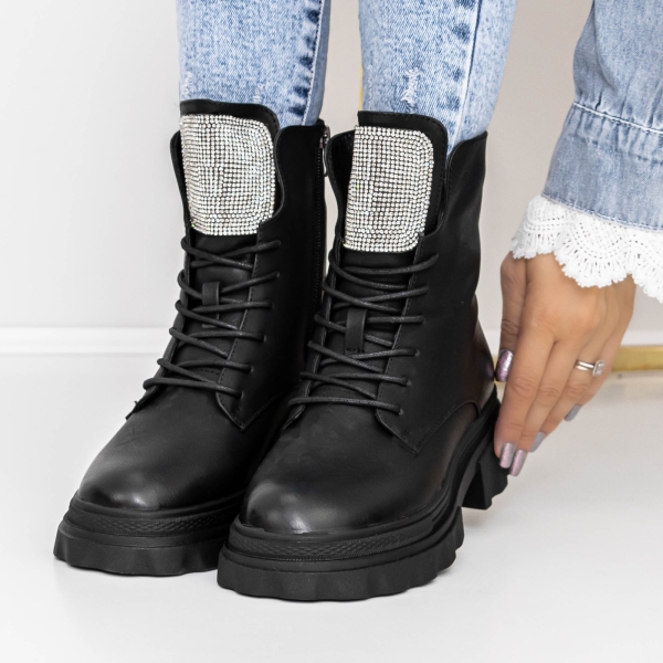 Ghete dama negre din piele ecologica Adeka, 2 - Kalapod.net