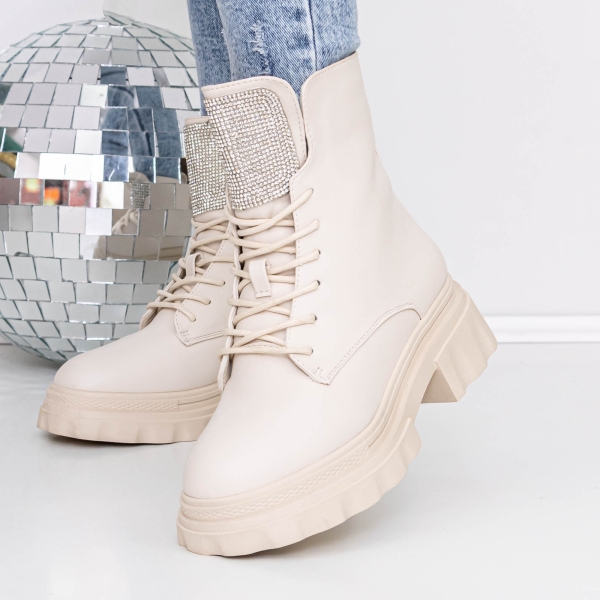 Ghete dama bej din piele ecologica Adeka, 3 - Kalapod.net