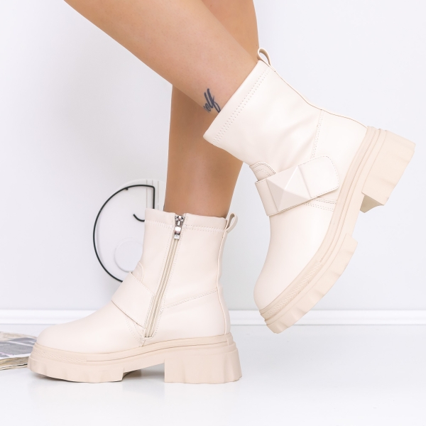 Ghete dama bej din piele ecologica Adeza, 3 - Kalapod.net