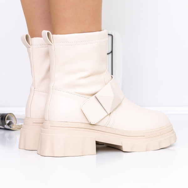 Ghete dama bej din piele ecologica Adeza, 5 - Kalapod.net