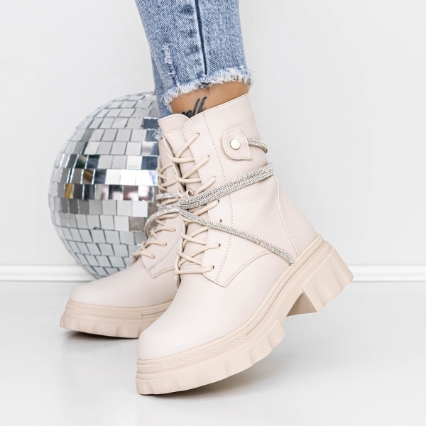 Ghete dama bej din piele ecologica Ecora, 3 - Kalapod.net