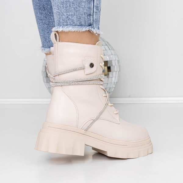 Ghete dama bej din piele ecologica Ecora, 4 - Kalapod.net