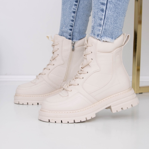 Ghete dama bej din piele ecologica Natarine - Kalapod.net