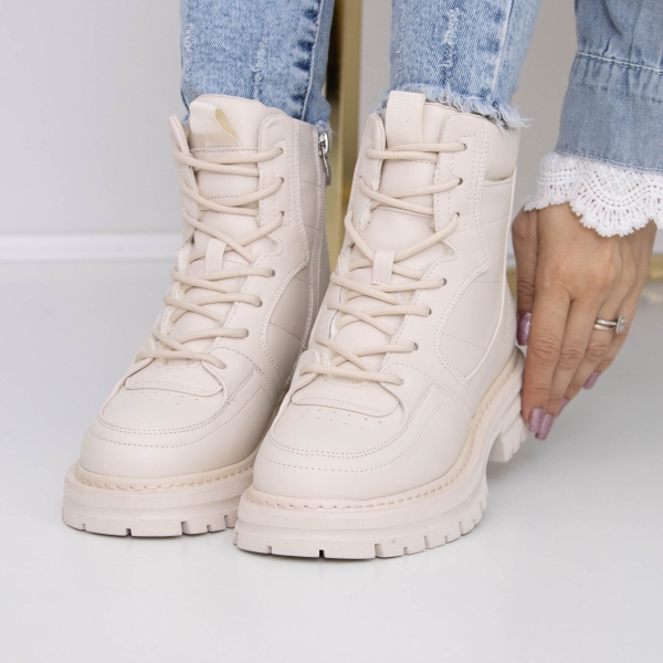 Ghete dama bej din piele ecologica Natarine, 2 - Kalapod.net