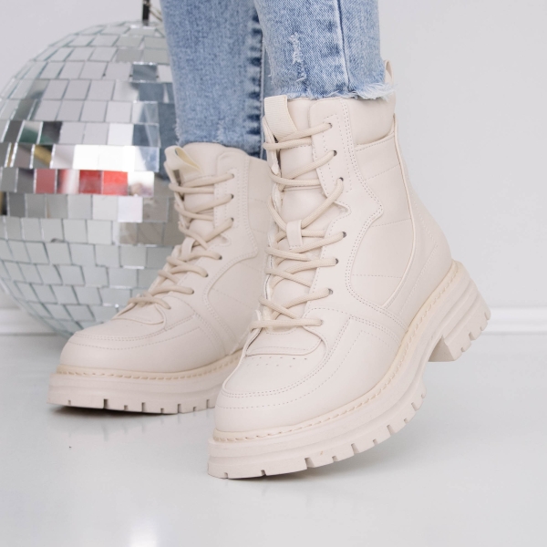 Ghete dama bej din piele ecologica Natarine, 3 - Kalapod.net