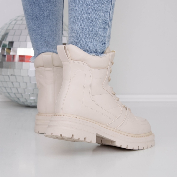 Ghete dama bej din piele ecologica Natarine, 4 - Kalapod.net