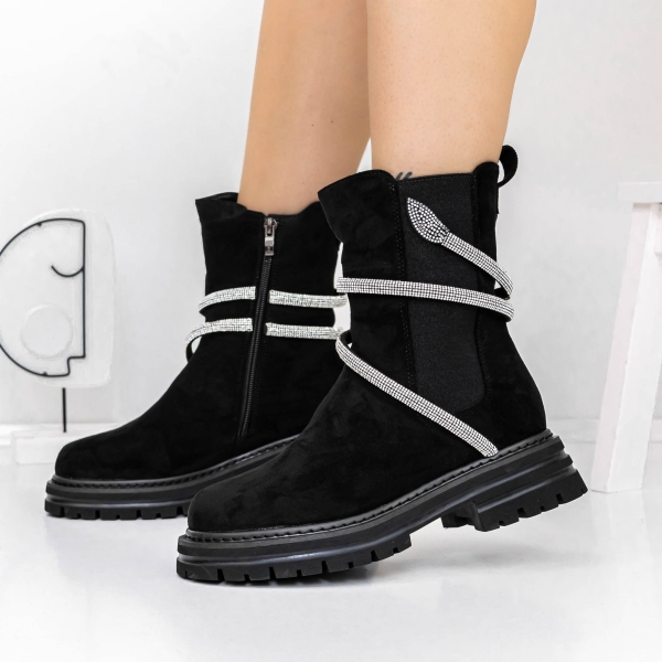 Ghete dama negre din material textil Varuna - Kalapod.net