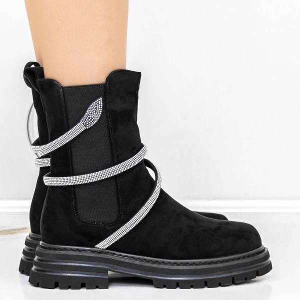 Ghete dama negre din material textil Varuna, 5 - Kalapod.net