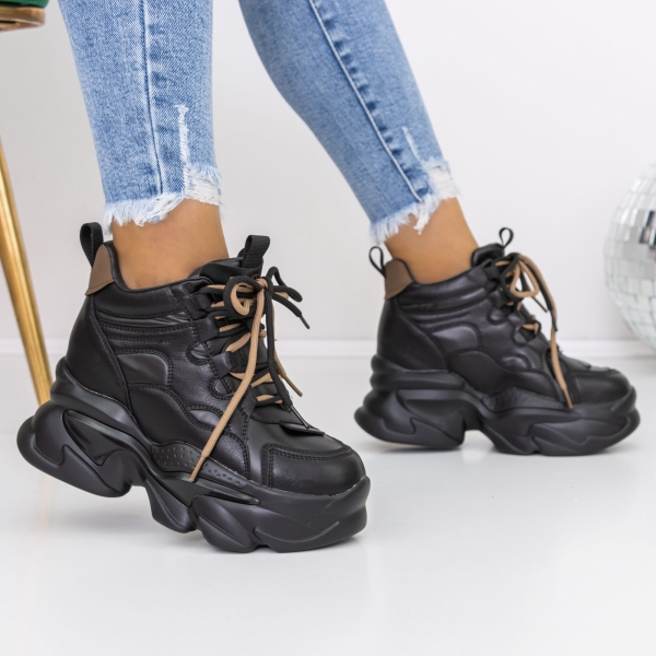 Ghete dama negre din piele ecologica Emada - Kalapod.net