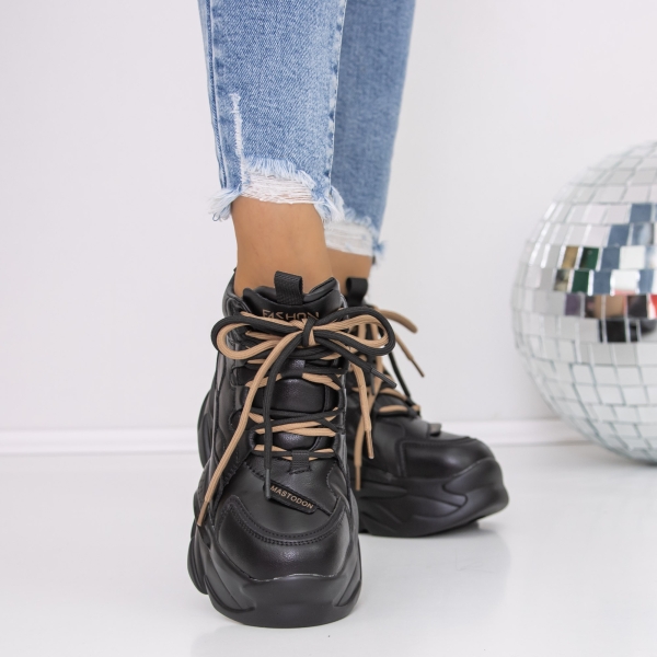 Ghete dama negre din piele ecologica Emada, 5 - Kalapod.net