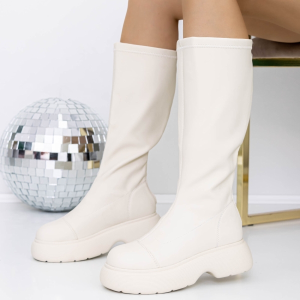 Cizme dama bej din material sintetic Virada, 2 - Kalapod.net