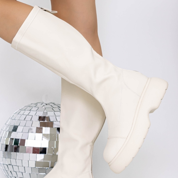 Cizme dama bej din material sintetic Virada, 3 - Kalapod.net