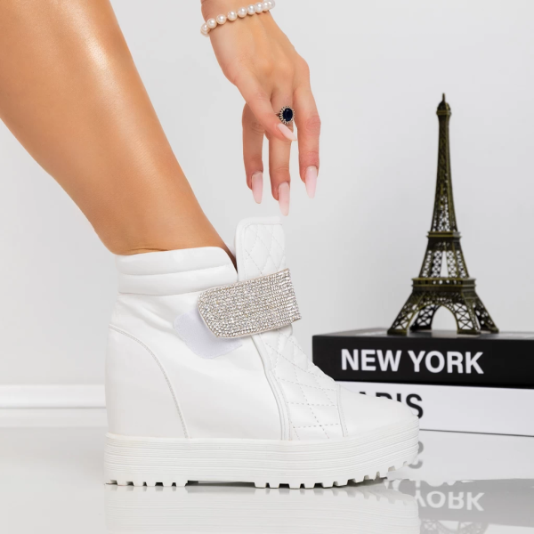 Ghete dama albe din piele ecologica Eada - Kalapod.net