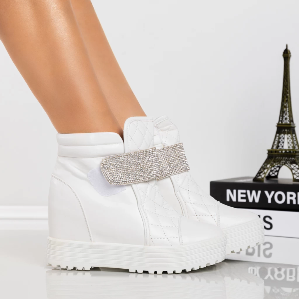 Ghete dama albe din piele ecologica Eada, 5 - Kalapod.net