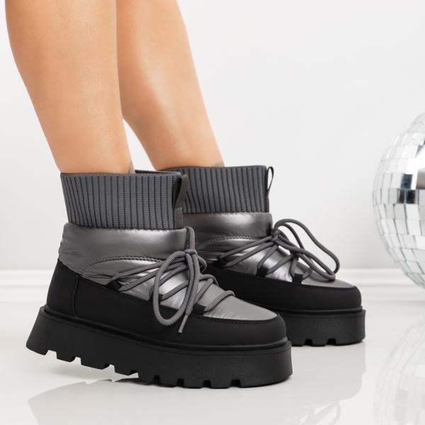 Ghete dama gri din piele ecologica Misada - Kalapod.net