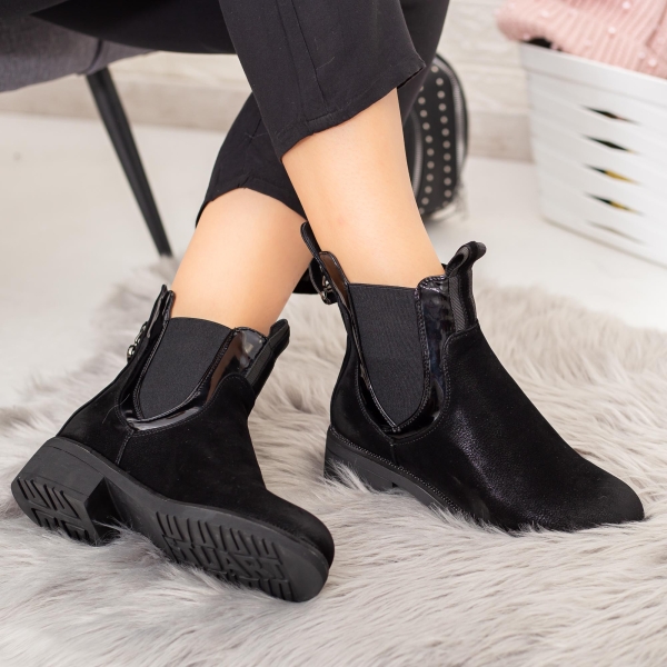 Ghete dama negre din piele ecologica Opada - Kalapod.net