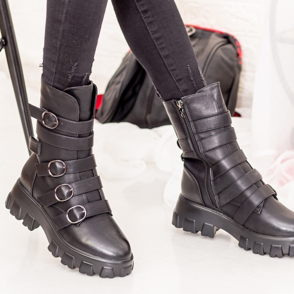 Ghete dama negre din piele ecologica Latada, 2 - Kalapod.net