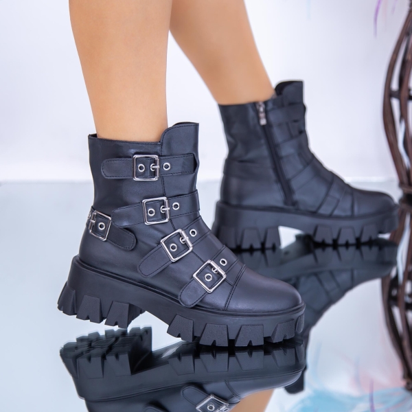 Ghete dama negre din piele ecologica Adaza - Kalapod.net