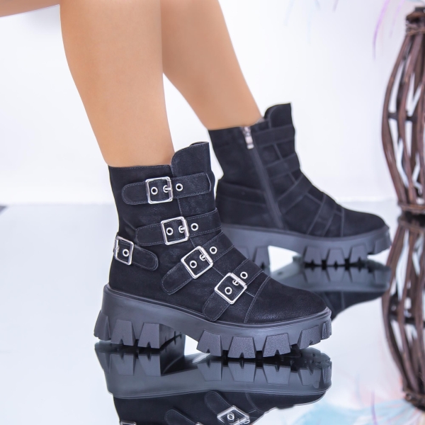 Ghete dama negre din material textil Adaza - Kalapod.net