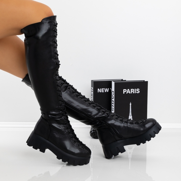 Ghete dama negre din piele ecologica Ramava - Kalapod.net