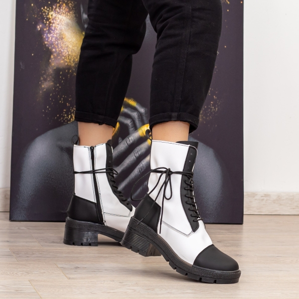 Ghete dama negre cu alb din piele ecologica Enada, 4 - Kalapod.net