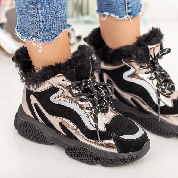 Ghete dama gri din material textil Adala, 2 - Kalapod.net