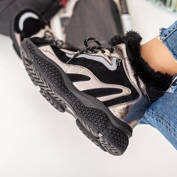 Ghete dama gri din material textil Adala, 4 - Kalapod.net