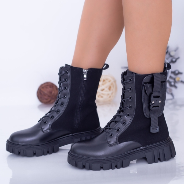 Ghete dama negre din piele ecologica Amaza - Kalapod.net