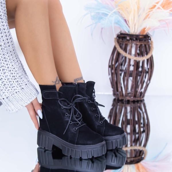 Ghete dama negre din material textil Evalada, 2 - Kalapod.net