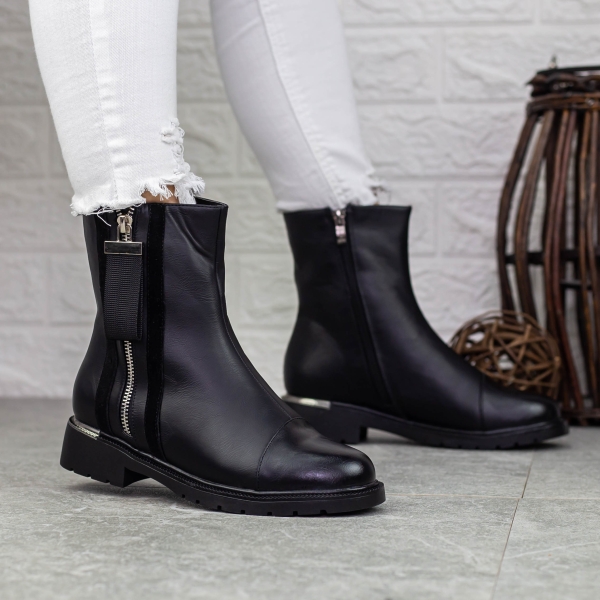 Ghete dama negre din piele ecologica Saoda - Kalapod.net